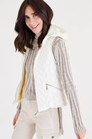 Bayan Krem Kapitoneli Kapüşonlu Yelek