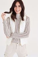 Bayan Krem Kapitoneli Kapüşonlu Yelek