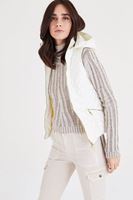 Bayan Krem Kapitoneli Kapüşonlu Yelek