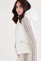 Bayan Krem Kapitoneli Kapüşonlu Yelek