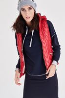 Bayan Kırmızı Kapitoneli Kapüşonlu Yelek