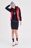 Bayan Kırmızı Kapitoneli Kapüşonlu Yelek