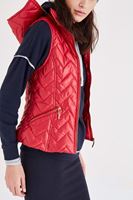 Bayan Kırmızı Kapitoneli Kapüşonlu Yelek