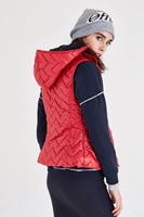 Bayan Kırmızı Kapitoneli Kapüşonlu Yelek