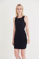 Bayan Siyah Sırt Dekolteli Mini Elbise