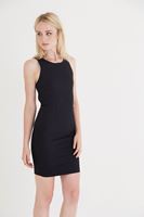 Bayan Siyah Sırt Dekolteli Mini Elbise