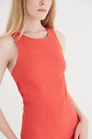 Bayan Kırmızı Sırt Dekolteli Mini Elbise