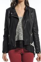 Bayan Siyah Bisiklet Yaka Deri Ceket