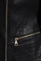 Bayan Siyah Bisiklet Yaka Deri Ceket