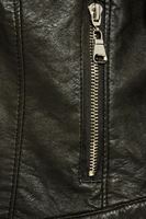 Bayan Yeşil Bisiklet Yaka Deri Ceket