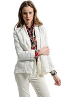 Bayan Krem Şal Yaka Keten Ceket