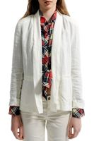 Bayan Krem Şal Yaka Keten Ceket