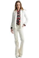 Bayan Krem Şal Yaka Keten Ceket