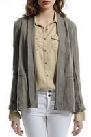 Bayan Yeşil Şal Yaka Keten Ceket