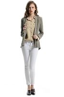 Bayan Yeşil Şal Yaka Keten Ceket