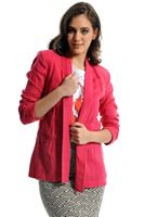 Bayan Pembe Şal Yaka Keten Ceket