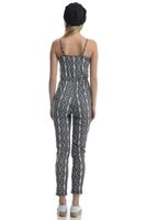 Bayan Siyah Desenli Askılı Tulum