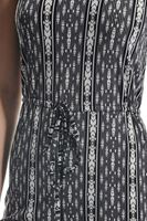 Bayan Siyah Desenli Askılı Tulum