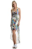 Bayan Çok Renkli Arkası Uzun Şifon Elbise