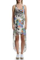 Bayan Çok Renkli Arkası Uzun Şifon Elbise