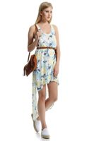 Bayan Kırmızı Arkası Uzun Şifon Elbise