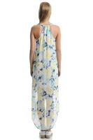 Bayan Kırmızı Arkası Uzun Şifon Elbise