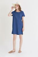 Bayan Mavi Kısa Kollu Denim Elbise