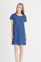 Bayan Mavi Kısa Kollu Denim Elbise