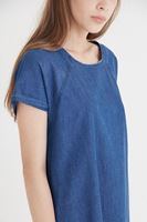 Bayan Mavi Kısa Kollu Denim Elbise