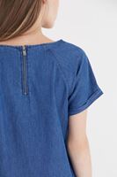 Bayan Mavi Kısa Kollu Denim Elbise