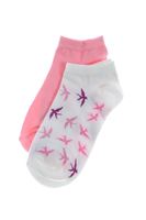 Bayan Beyaz Kuş Baskılı Kısa Çorap