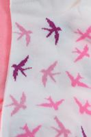 Bayan Beyaz Kuş Baskılı Kısa Çorap