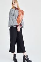 Bayan Siyah/Beyaz Pötikare Desenli Bluz