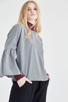 Bayan Siyah/Beyaz Pötikare Desenli Bluz