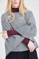 Bayan Siyah/Beyaz Pötikare Desenli Bluz