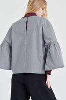 Bayan Siyah/Beyaz Pötikare Desenli Bluz