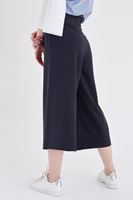 Bayan Lacivert Yüksek Bel Bol Pantolon