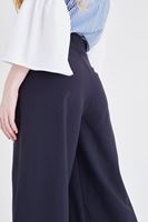 Bayan Lacivert Yüksek Bel Bol Pantolon