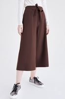 Bayan Kahverengi Yüksek Bel Bol Pantolon