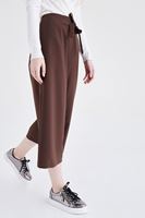 Bayan Kahverengi Yüksek Bel Bol Pantolon