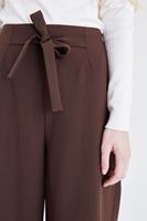 Bayan Kahverengi Yüksek Bel Bol Pantolon