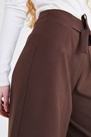 Bayan Kahverengi Yüksek Bel Bol Pantolon