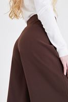 Bayan Kahverengi Yüksek Bel Bol Pantolon