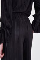 Bayan Siyah Pileli Bol Pantolon