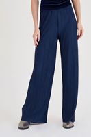 Bayan Lacivert Pileli Bol Pantolon