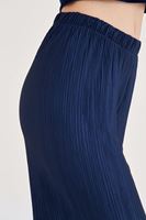 Bayan Lacivert Pileli Bol Pantolon