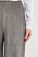 Bayan Gri Simli Pileli Pantolon