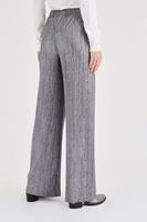 Bayan Gri Simli Pileli Pantolon