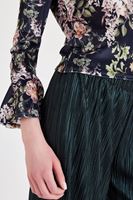 Bayan Yeşil Simli Pileli Pantolon