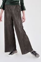 Bayan Yeşil Simli Pileli Pantolon